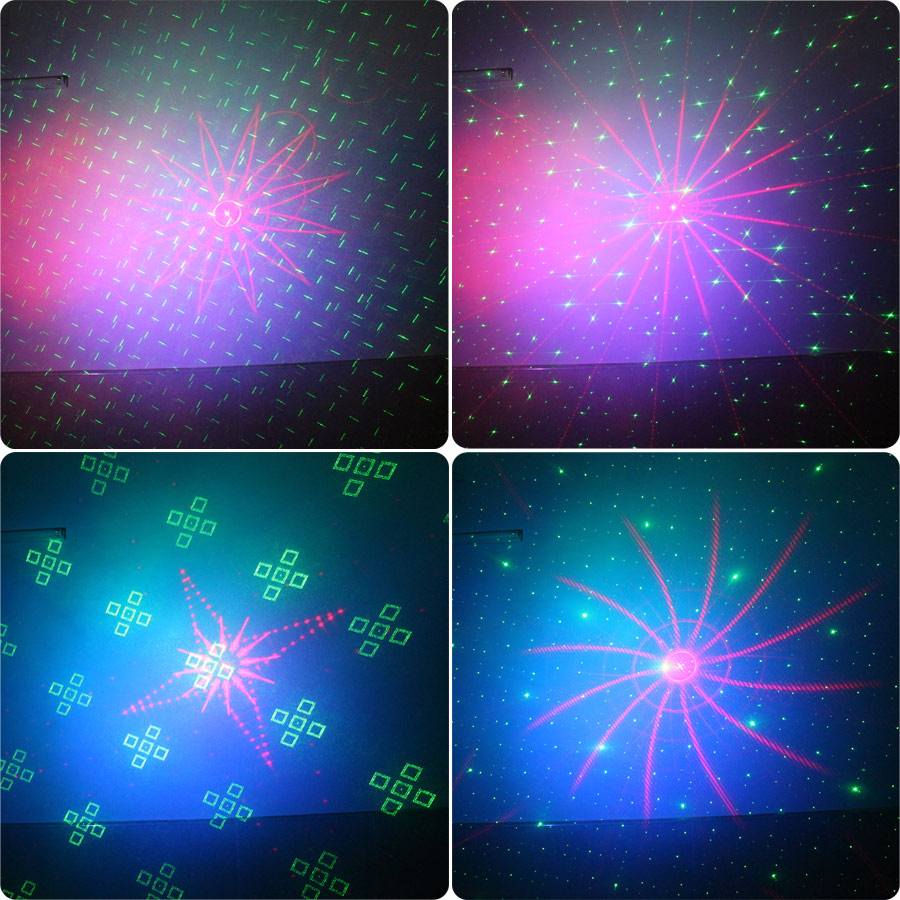 Party Lights CUBE Мини лазер красный +зеленый, 60 узоров, LED RGB 3Вт, ИК ПДУ, микрофон, SOUND, AUTO