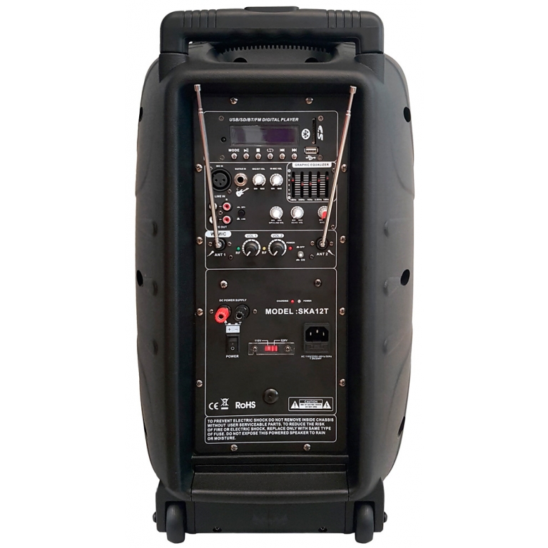 HL Audio SKA12T Активная акустика с аккумулятором, 12" 2+2вх, RMS100Вт, USB, МР 3, 2 радиомикрофона