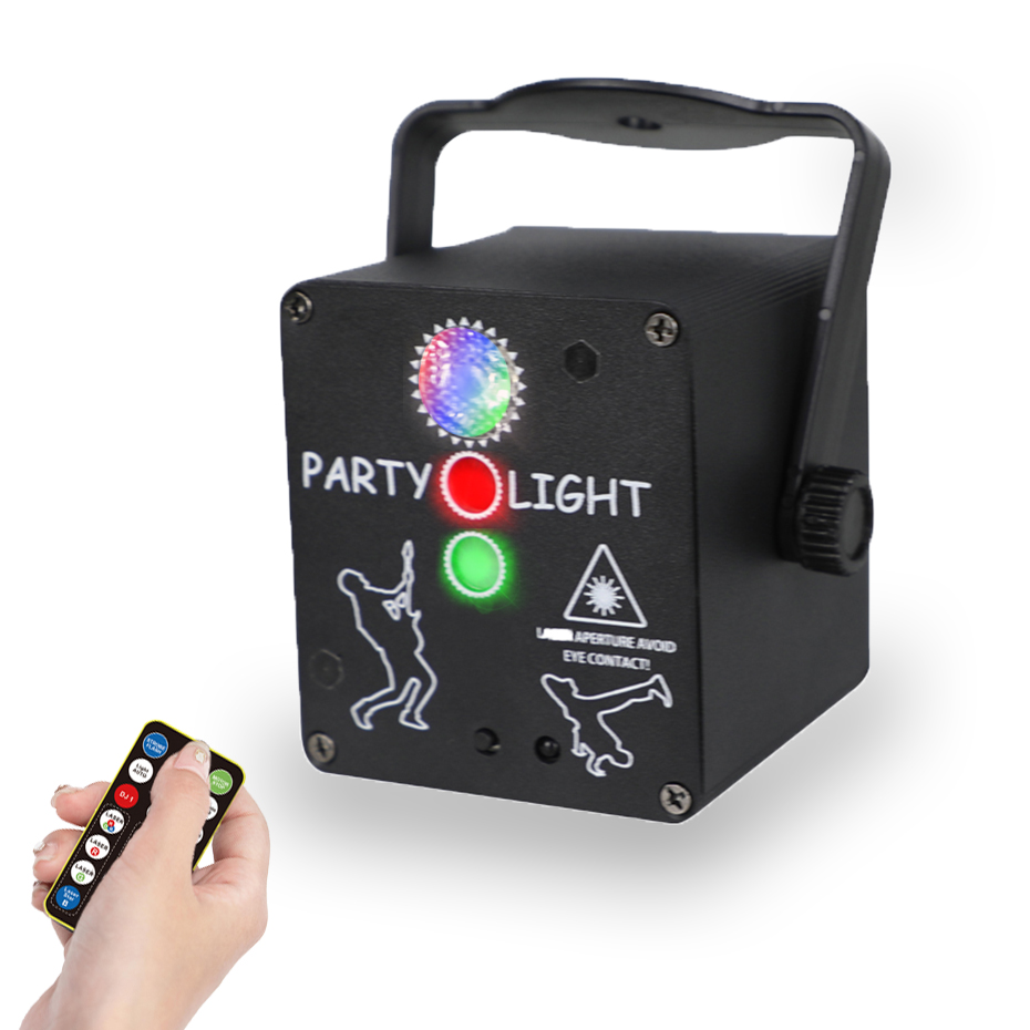 Party Lights A3H-60RG CUBE Мини лазер красный +зеленый, 60 узоров, LED RGB 3Вт, ИК ПДУ, SOUND, AUTO