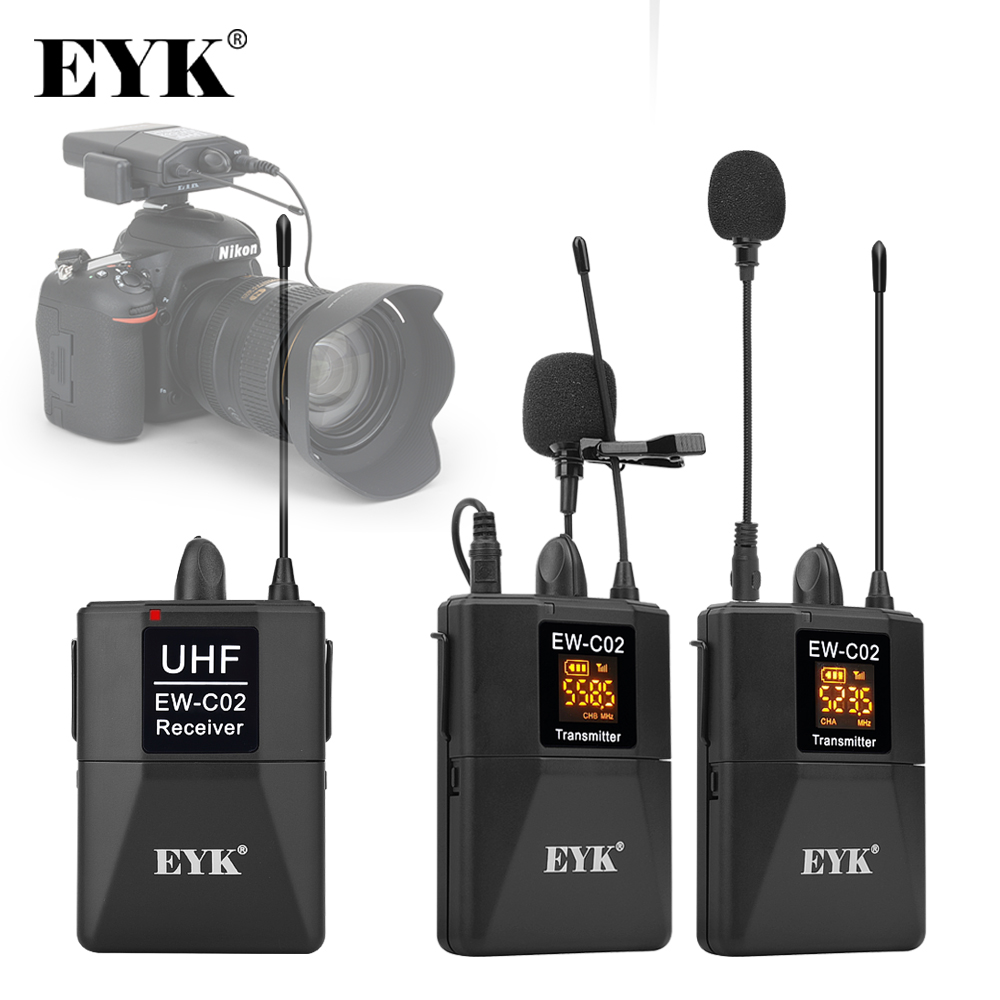 EYK EW-C02 UHF Радиосистема из 2х ПЕТЛИЧНЫХ микрофонов, беспроводная, 30 каналов, UHF