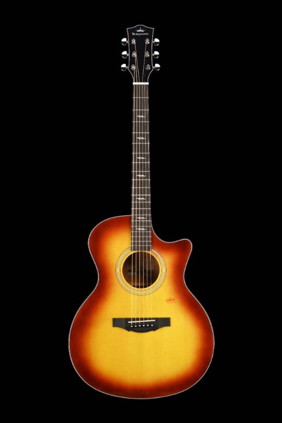 KEPMA F1E-GA BS Трансакустическая гитара, Африкан. красное дерево, Массив ситхинской ели, Honeyburst