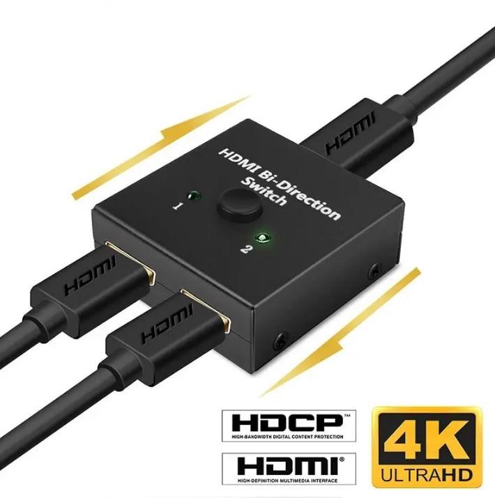 HDMI SWITCH 2x1/1х2 механический коммутатор 2х1/1х2 сигналов HDMI. Металлический корпус