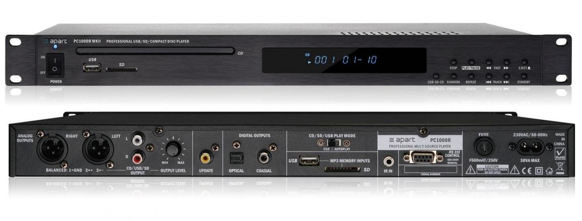 APart PC1000R проигрыватель CD/MP3/USB/SD, комбинированный источник аудио сигнала