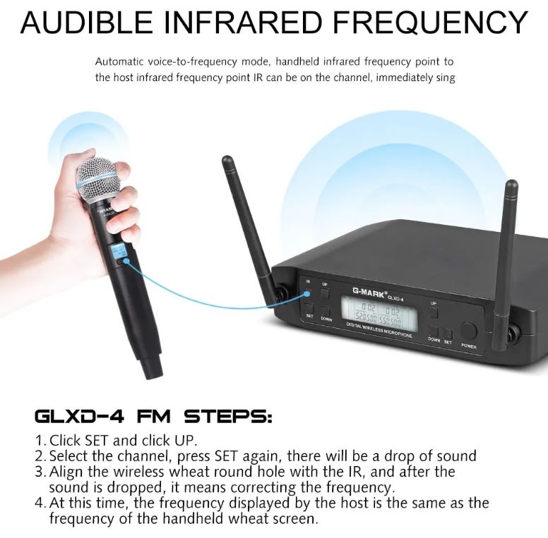 G-MARK GLXD4 UHF радиосистема 2-х микрофонная, 2 антенны, перестраиваемые частоты