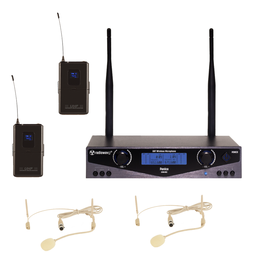 RADIOWAVE UHS-802S радиосистема с 2 головными микрофонами телесного цвета,100 каналов, UHF650-740MHz