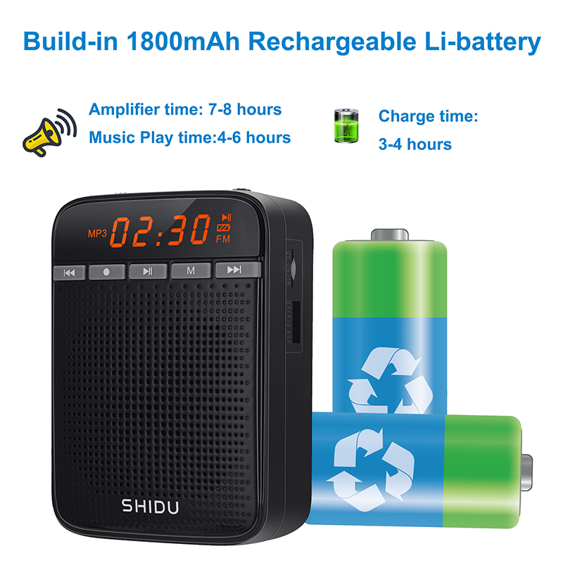SHIDU SD-M400 портативный громкоговорит.10W, ЗАПИСЬ, головной микроф.,microSD,USB,MP3,FM тюнер