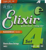 elixir 14052 струны для бас-гитары nanoweb light (045-065-080-100)