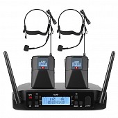 glxd4/headset pro dual радиосистема с 2 головными микрофонами, uhf 500-599mhz