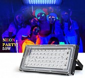 oz-50uv 50x1w uv светодиодный ультрафиолетовый прожектор, светодиодов 50x1w. плоский, металлический