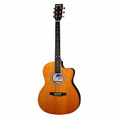 mustang mw1gy акустическая гитара folk верхняя, нижняя деки липа/накладка палисандр/цвет оранжевый