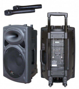 hl audio usk-12a wheel активная а/с с аккумулятором, 12" 2+2вх, rms100вт, usb, мр3, 2 радиомикрофона