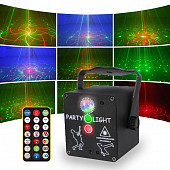 party lights a3h-60rg cube мини лазер красный +зеленый, 60 узоров, led rgb 3вт, ик пду, sound, auto