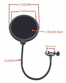 pop shield поп фильтр, ветрозащита для студийного микрофона, диаметр 5"