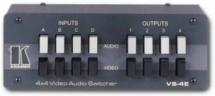 kramer vs-4e коммутатор механический 4х4 стерео аудио и видеосигналов, 475 мгц (cv-bnc, rca)