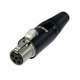 neutrik/rean rt5fc-b кабельный разъем mini-xlr-female, 5-контактный, черный металлический корпус,