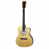 mustang mw1n2 акустическая гитара folk верхняя, нижняя деки липа/накладка палисандр/цвет натуральный