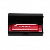 harmonica dmts hole10 red губная гармошка 10 отверстий, в кейсе, красная