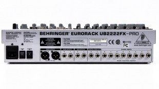 behringer ub2222fx pro eurorack, микшерный пульт, микрофонный предусилитель, 8 моно, 4 стерео