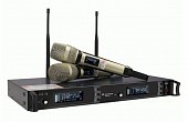 skm9000 dual gold радиосистема uhf, 2 ручных передатчика вида skm9000, 2 банка по 100 каналов