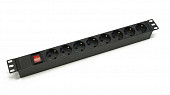 87470 front switch, front 8шт, 1u, 19", 1,8 м, Блок розеток/дистрибьютор питания рэковый (adamhall)