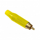 amphenol acpr-yel rca "тюльпан" на кабель диаметром до 6 мм, золоченые контакты, желтый