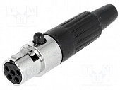 kuft tq-5fl-2 разъем mini-xlr "мама" кабельный 5 пин (92m-502s(5p), позолоченные контакты, на кабель